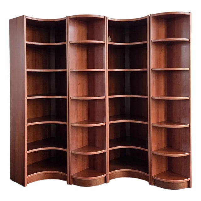 1980s Danish Modern Modular 4 Pc Corner Shelving Unit For Sale