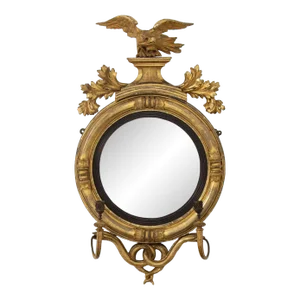 19th Century English Regency Convex Mirror in Original Giltwood