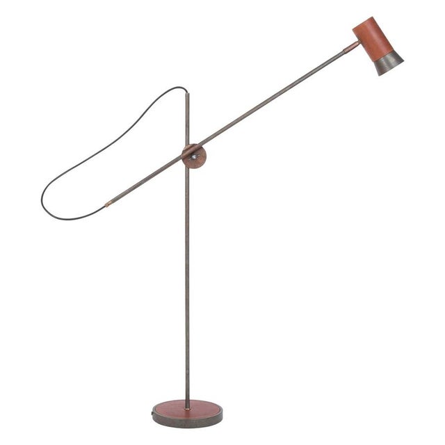Metal Iron Oxide and Leather Kusk Floor Lamp by Sabina Grubbeson for Konsthantverk For Sale - Image 7 of 7