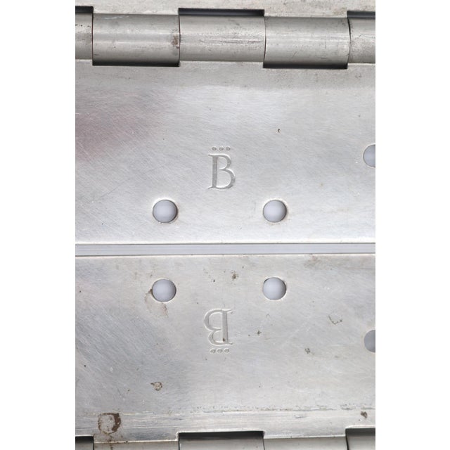 Mid 20th Century Pair of Vintage 4.5 X 4.5 In. Brushed Steel Brass Door Hinges For Sale - Image 5 of 5