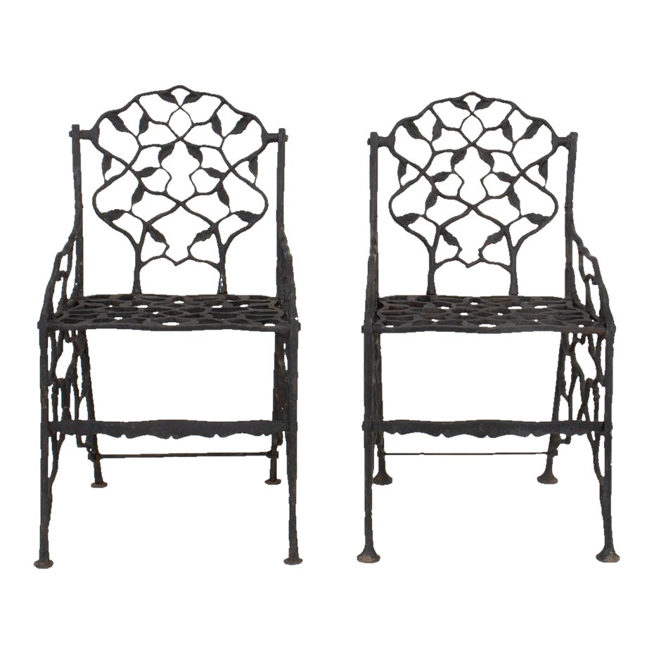 Pair of Cast Iron Garden Chairs Chairish