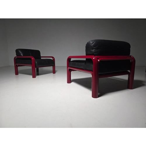 Pair of Model 54 lounge chairs designed by Gae Aulenti for Knoll International in 1975. These chairs perfectly capture...
