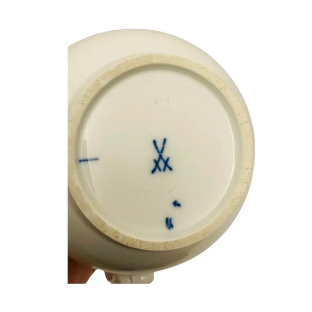 Antique Meissen Porcelain Blue Floral & Insect Tea Pot with Lid Blue Crossed Swords For Sale - Image 10 of 10