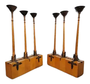 Antique English Gothic Removable Candle Torch Set - Pair