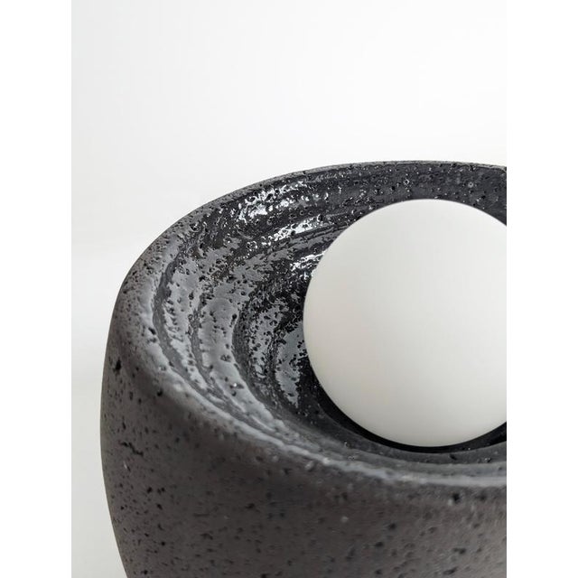 Caldera Partially Glazed Lava Stone Table Lamp by Clemence Birot For Sale - Image 14 of 18