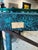 Vintage Neoclassical Verdigris Wood, Brass and Glass Tiered Console Table For Sale - Image 11 of 11
