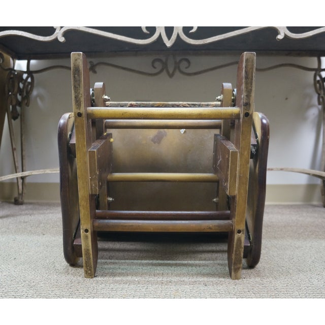 Vintage Oak Gliding Rocking Footstool Foot Rest Storage Ottoman 20" For Sale - Image 14 of 18