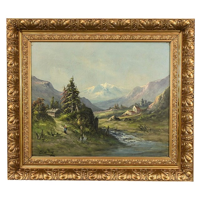 C. Lion, Mountain Landscape, Late 19th Century, Oil on Canvas For Sale