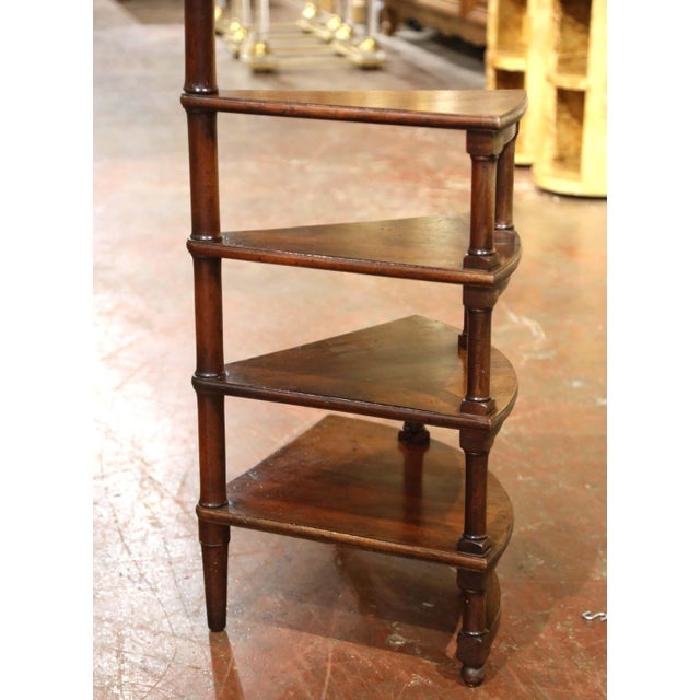 20th Century French Louis XIII Carved Walnut Library Spiral Step Ladder For Sale In Dallas - Image 6 of 7