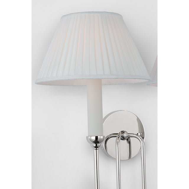Ingela 24" Double Sconce in Polished Nickel with Silk Pleat Shades Designer: Amber Lewis Finish: Polished Nickel Height:...