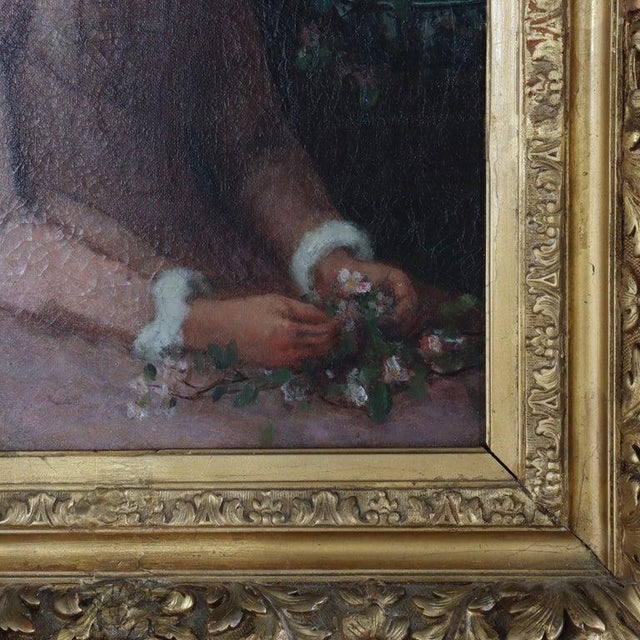 Late 19th Century Oil on Canvas Portrait of a Maiden by Grant in Newcomb Macklin Attr Frame C1890 For Sale - Image 5 of 14