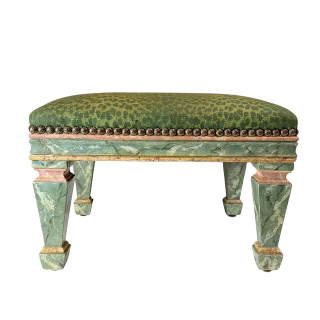 19th Century Italian Faux Painted Bench With Scalamandré For Sale - Image 10 of 10