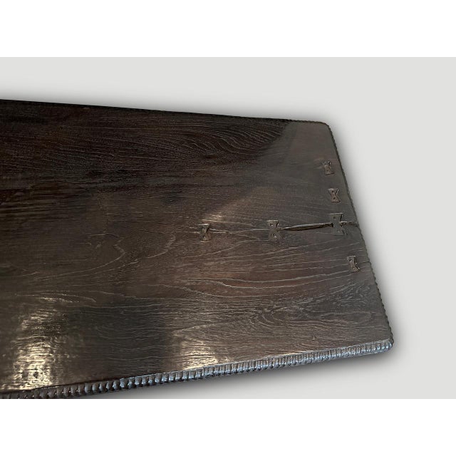 Andrianna Shamaris Impressive Minimalist Carved Teak Wood Coffee Table For Sale - Image 12 of 18