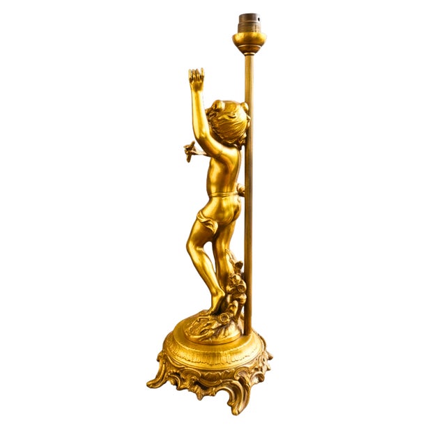 French Gilt Bronze Putti Lamps by Aug. Moreau, 1890s, Set of 2, in Very Good conditions. Designed 1890 to 1919 This piece...