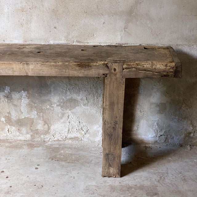 Brown Vintage Oak Workbench, 1950s For Sale - Image 8 of 13