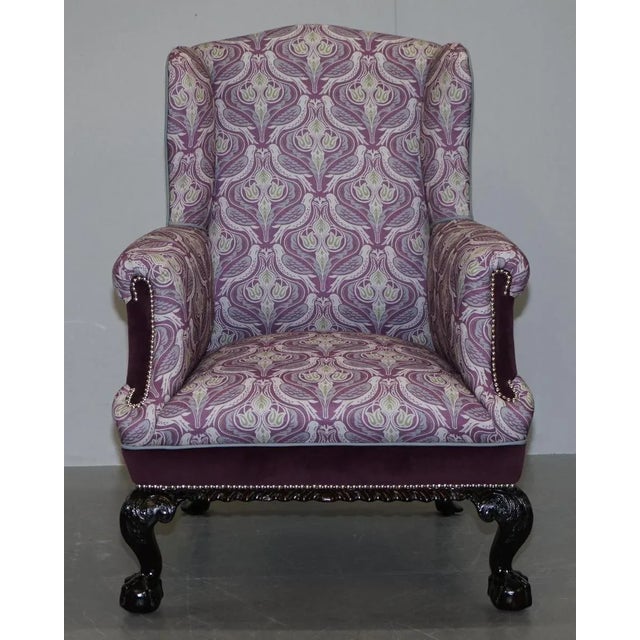 We are delighted to offer for sale this lovely fully restored Victorian wingback armchair with ornately carved frame and...