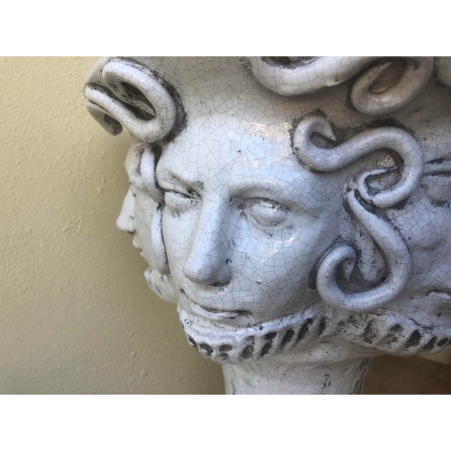 Vintage Large French Fiaence Medusa Head Planter For Sale In Naples, FL - Image 6 of 7