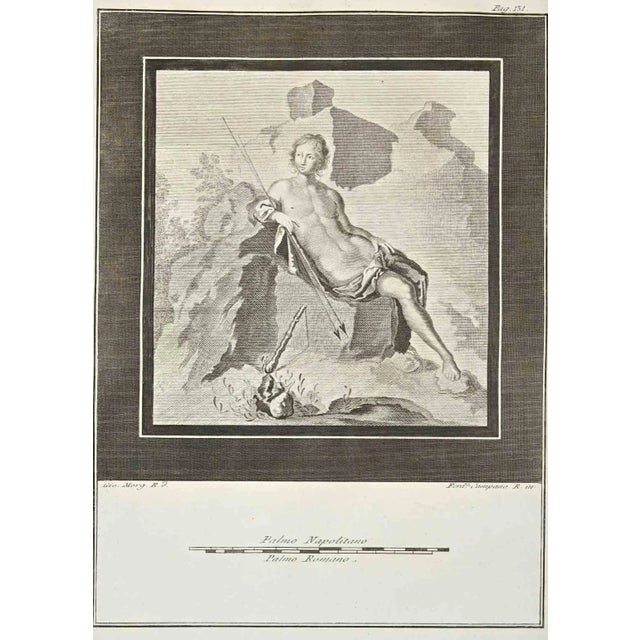 Giovanni Elia Morghen, Ancient Roman Fresco Herculaneum, Original Etching, 18th Century For Sale