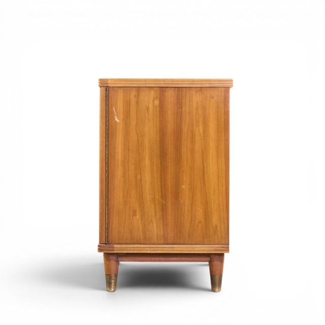 John Widdicomb Mid Century Walnut and Brass Credenza With Hutch For Sale In Chicago - Image 6 of 14