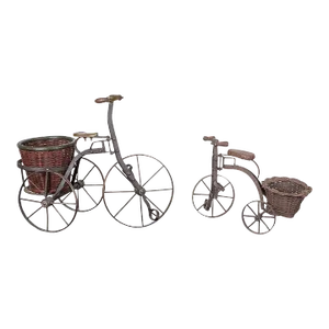 Pair of Vintage Iron Tricycle Sculptures