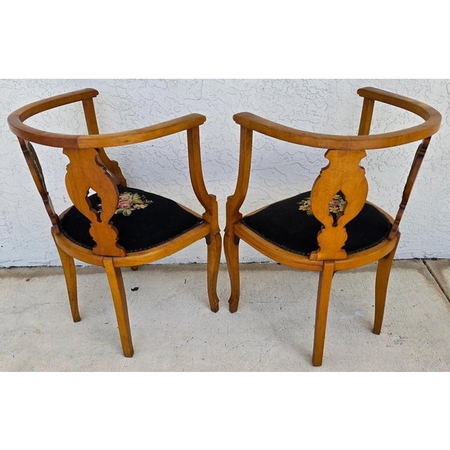 Victorian Antique Circa 1900 Victorian Corner Tub Barrel Chairs Set of 2 For Sale - Image 3 of 18