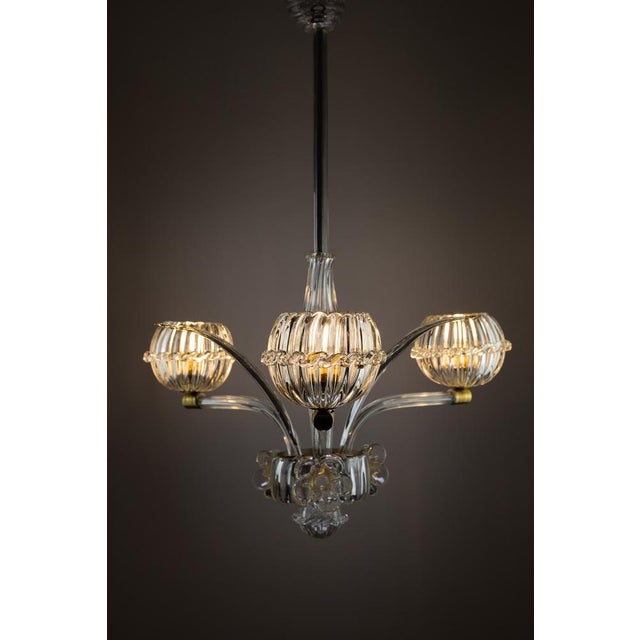Art Deco Murano Glass Chandelier from Barovier & Toso, 1940s For Sale - Image 5 of 14