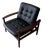 Scandinavian Armchair in Teak and Black Leather, 1960s For Sale