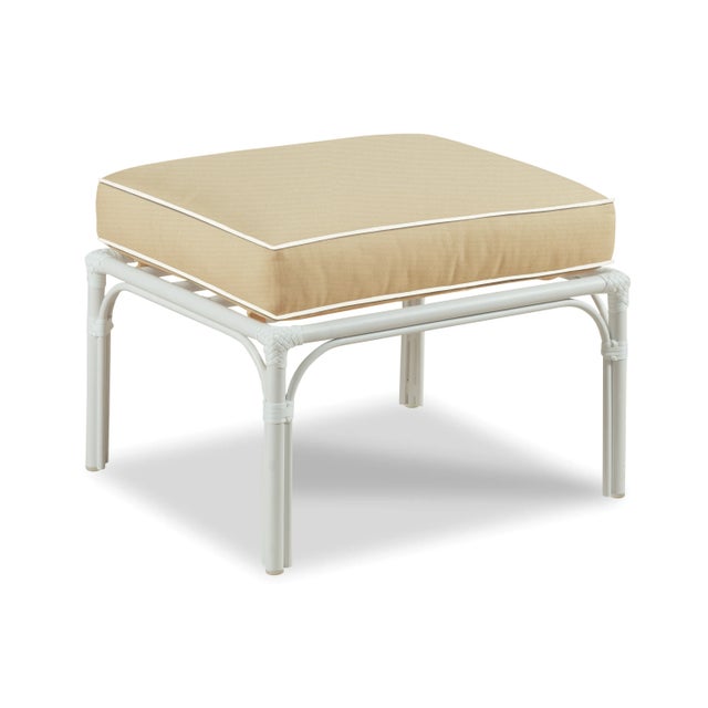 Traditional Haven Outdoor Ottoman, Antique Beige and White For Sale - Image 3 of 3