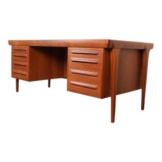 Mid-Century Double-Sided Teak "No. 12" Desk by k.b. Simonsen for Faarup Møbelfabrik For Sale