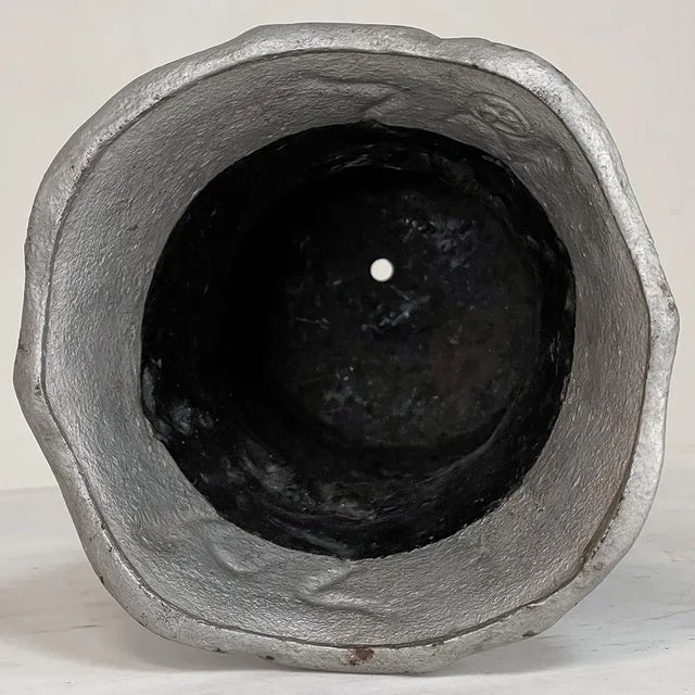 Pair Art Nouveau Cast Iron Painted Jardinieres ~ Urns For Sale - Image 12 of 13