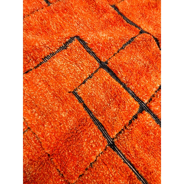 2020s Large Moroccan Beni M'rirt Rug – Hand Knotted Berber Wool Carpet – Orange Geometric Atlas Design For Sale - Image 5 of 14