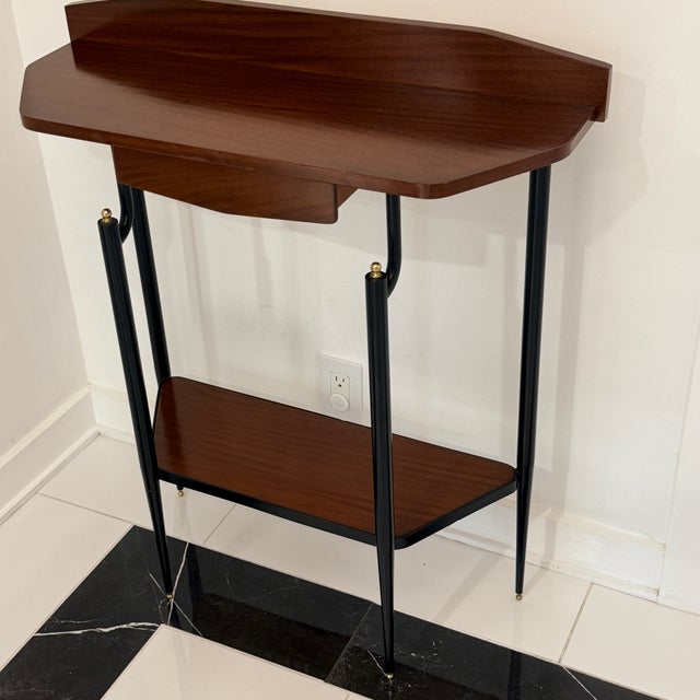 Brown Italian Demi Lune Console Table, 1950s For Sale - Image 8 of 8