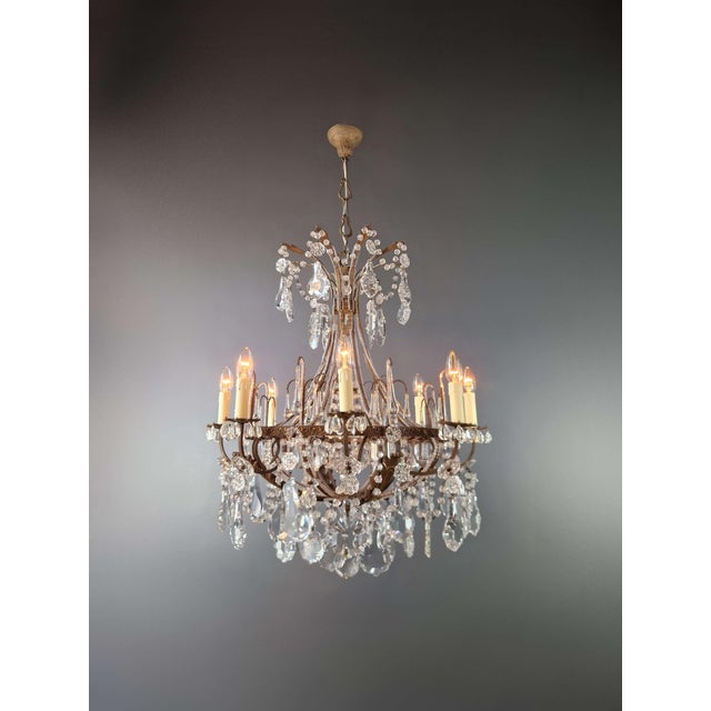 1910s Art Nouveau Brass Chandelier For Sale - Image 4 of 12