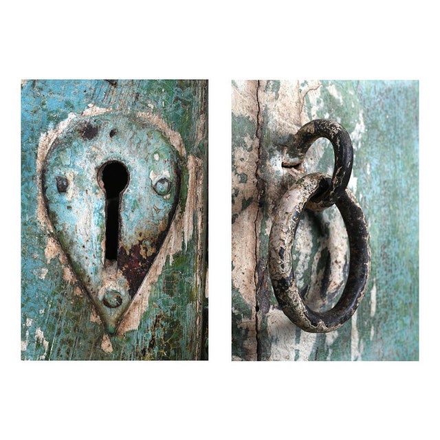 Antique Wood Door on Steel Base For Sale - Image 3 of 4