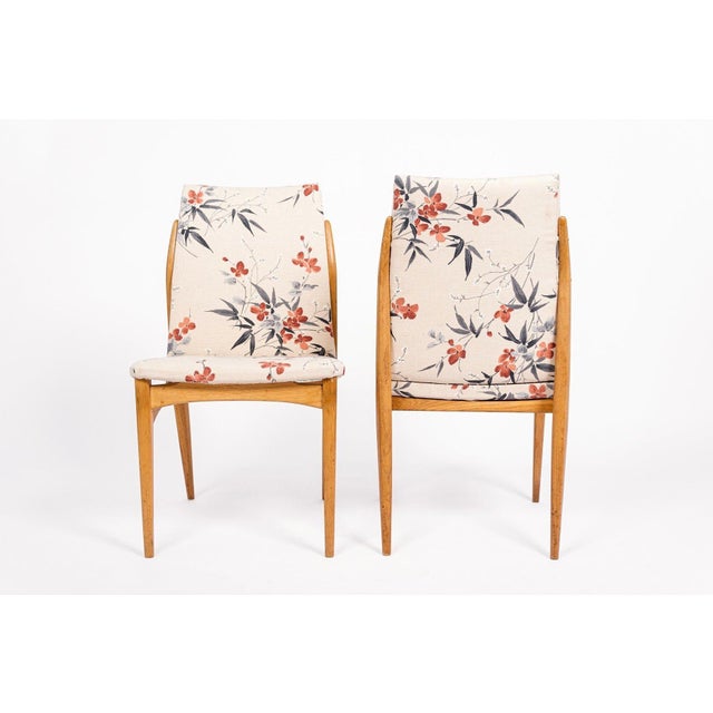 Macy's Vintage Mid Century Wood & Floral Fabric Side Chairs, 1950s For Sale - Image 4 of 12