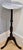 Vintage spiral-carved wood tripod pedestal table with a newly added white marble top. The dark-stained wood stand features...