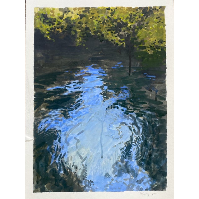 Impressionist Style Painting of Moving Water on Paper by Bryan Young For Sale In Minneapolis - Image 6 of 8