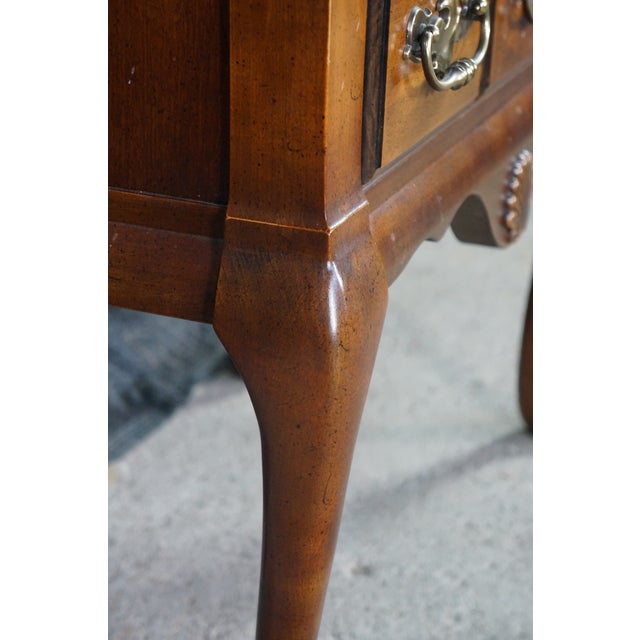 Mid Century Mersman Cherry Queen Anne Shell Carved Lowboy Chest Console Table For Sale - Image 14 of 18