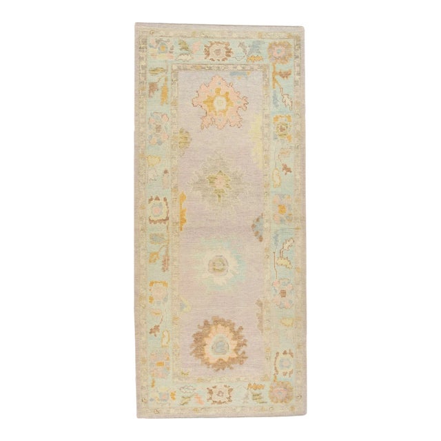 Modern Turkish Oushak Rug 3'1" x 7' For Sale