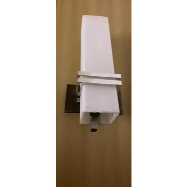 Vintage Square Sconce with Teak Veneered Mounting, Chromed Steel Tube & Glass Shade, 1960s, in Good conditions. Designed...