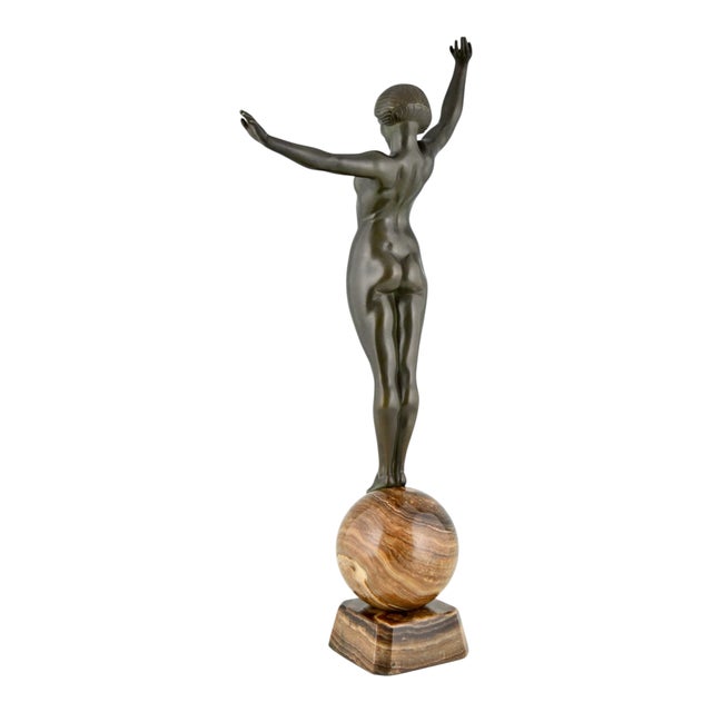 1920s Maurice Guiraud Rivière, Nude, Ball Dancer Balance, 1925, Bronze on Marble Base For Sale - Image 5 of 13