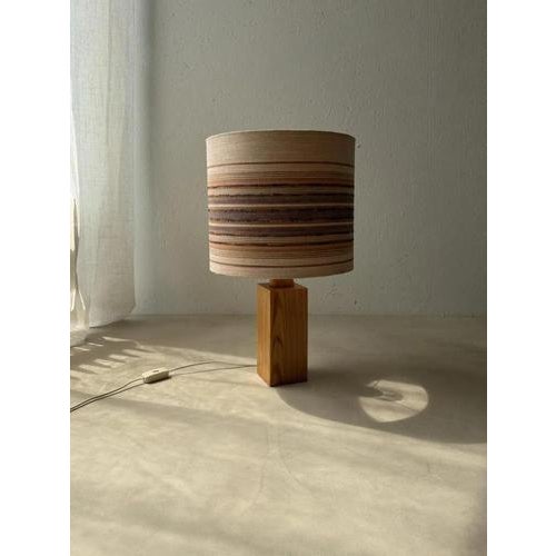 Textile Vintage Pine Table Lamp, 1970s For Sale - Image 7 of 13