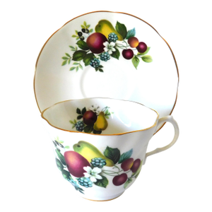Vintage Queen's China English Porcelain Olive and Pear Tea Cup & Saucer