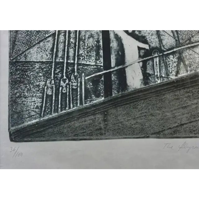 Mid 20th Century Mid Century - Mikulas Kravjansky "The Flying Dutchman" Mixed Media Abstract Etching, 1981. - Signed, Numbered, Titled, Framed - Nautical, Maritime For Sale - Image 5 of 9