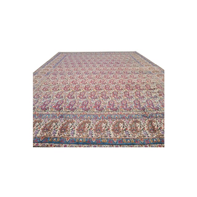 Asian Antique Authentic Hand Knotted Antique Tribal Qirmoun Wool Area Rug 12.4 X 9.9 Ft For Sale - Image 3 of 9