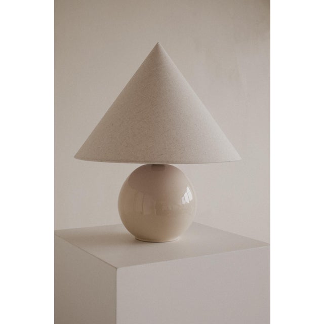 Textile Beige Cone Table Lamp For Sale - Image 7 of 8