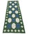 Handmade Woolen Dhurrie Runner, Moss Green, White and Sky Blue Swedish Tile Runner- 3.5'x10' For Sale - Image 6 of 13