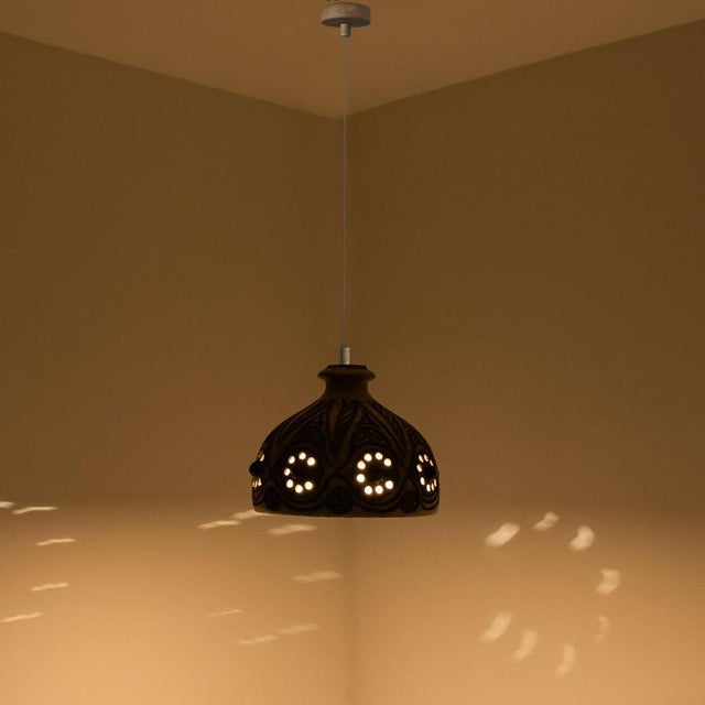 1970s Bulb Beige Ceramic Pendant Light, 1970 For Sale - Image 5 of 18