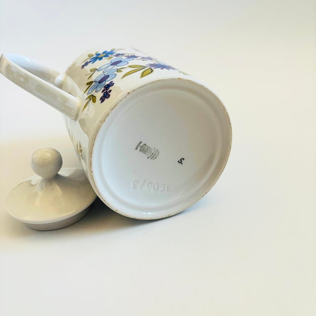 Mid Century Bavarian Porcelain Teapot With Blue Floral Design - Made by Schumann - Arzberg, Germany 1960s For Sale - Image 13 of 14