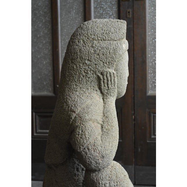Japanese Antique Stone Buddha "Nyoirin Kannon" Edo Period / 1750-1850 For Sale - Image 10 of 18
